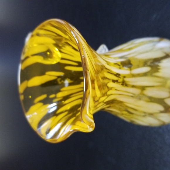 Vintage Hand Blown Art Glass Pitcher Amber with White Flecks - Picture 6 of 8